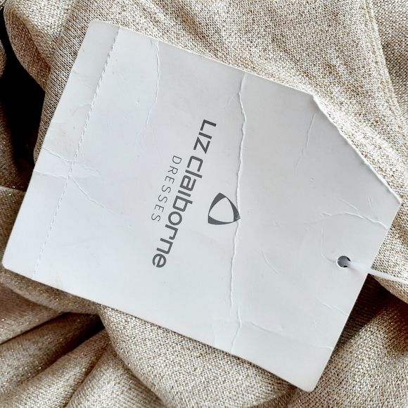 NWT Liz Claiborne Gold Shimmer Asymmetric Dress P6474 - Picture 9 of 9